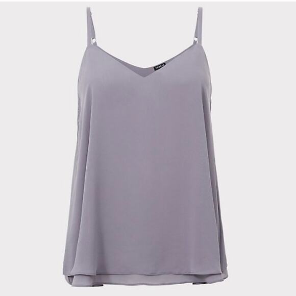 TORRID Swing Gray Chiffon Layered Cami Top Sz 2 - Picture 3 of 7
